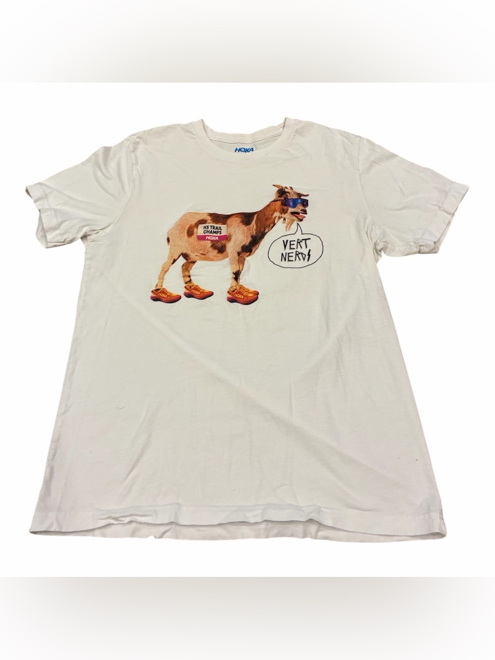 Hoka One One T-Shirt Mens Large White Running Athletic GOAT Logo